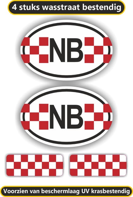 Jerma - Prov. Brabant vlag - auto sticker - 2x ovaal 13x7 cm - 2st 7x2.5 cm - Vinyl - zelfklevend