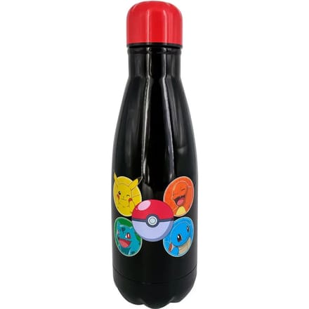 Pokemon Drinkfles RVS Zwart - 500 ml. - Stevige schoolfles - Waterfles