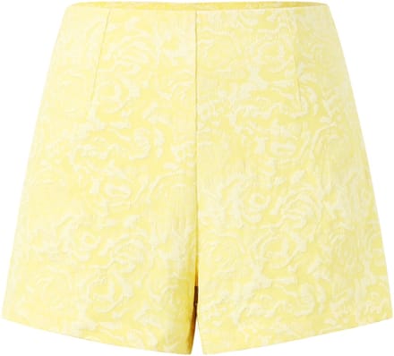 Elegante Geweven Vrouwen Shorts met Bloemenprint - Geel - Maat S