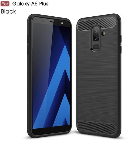 Ntech Soft Brushed TPU Hoesje Geschikt Voor Samsung Galaxy A6+ (2018) - Matt Zwart