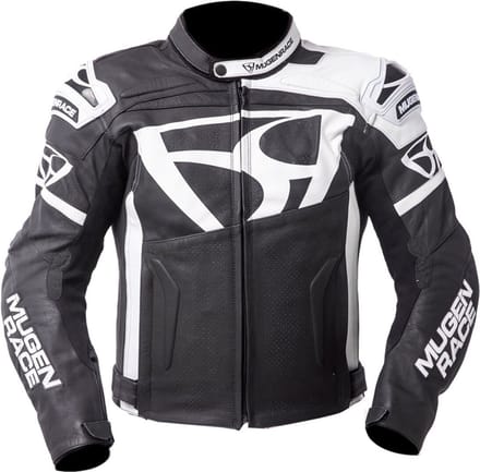 MUGENRACE Aggressore Zwart Wit Leren Jas - Jas