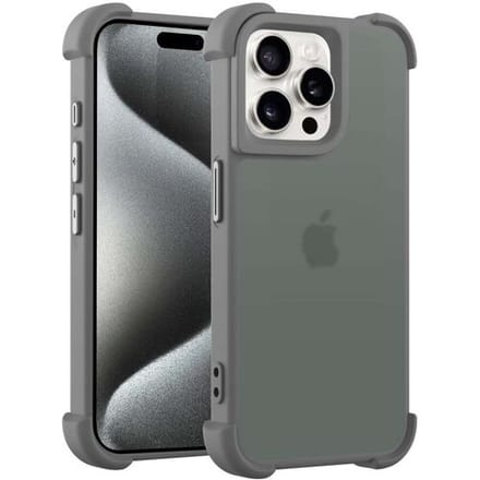 Coverzs matte Shock case geschikt voor iPhone 15 Pro (grijs) - shockbestendig, premium bescherming, duurzaam