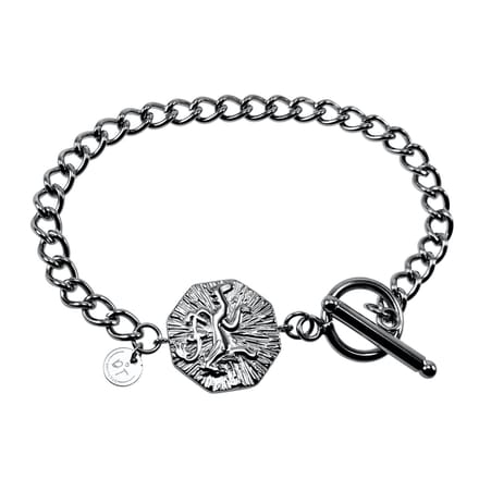 Armband Dames - Cubaanse-Desing - RVS 14K Wit Goud Plated - Armband met T-sluiting
