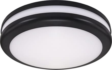 BIRMA - Plafondlamp - Badkamerlamp - Opbouw Rond - Waterdicht IP54 - 2 X E27 Fitting - Zwart - Ø305 mm