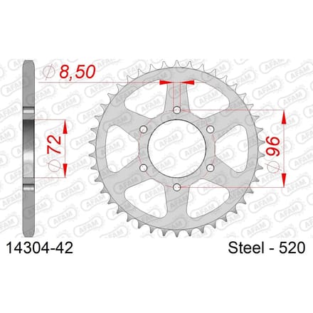 Stalen tandwiel Afam 520 42 dents