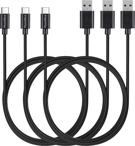 3x USB C naar USB A Kabel Zwart - 1 meter - Oplaadkabel voor Xiaomi Mi NOTE 10 / Mi NOTE 10 LITE