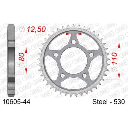 Stalen tandwiel Afam 530 44 dents