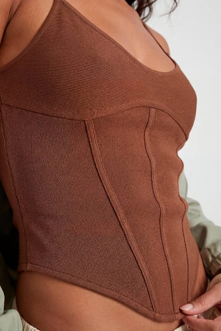 boohoo Dames Bandage Corset Top Met Bandjes | Chocolate | Maat: 16