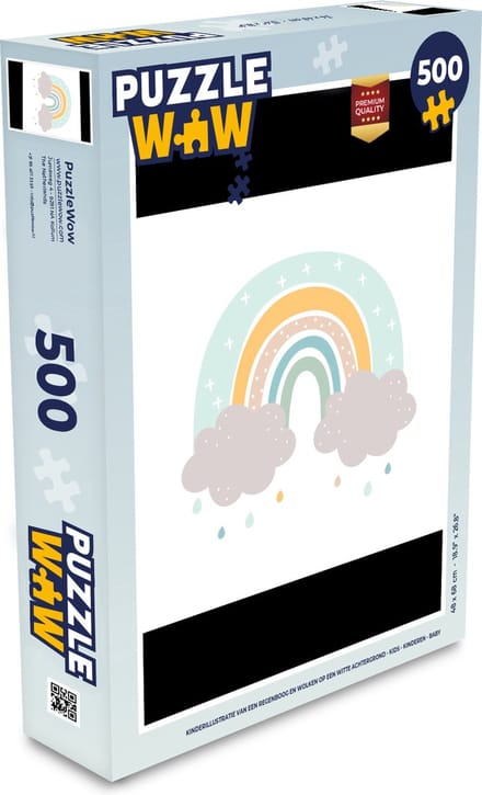 Puzzel Regenboog - Wolken - Regen - Kinderen - Pastel - Legpuzzel - Puzzel 500 stukjes