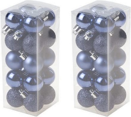 Cosy & Trendy mini kerstballen - 40x st - donkerblauw - 3 cm - kunststof