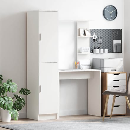 vidaXL - Bureau - met - plank - met - opslag - met - de - deur - 2 - st - Wit