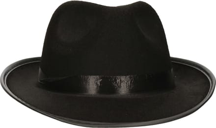 Atosa Carnaval verkleed hoed voor een Maffia/gangster - zwart - polyester - heren/dames
