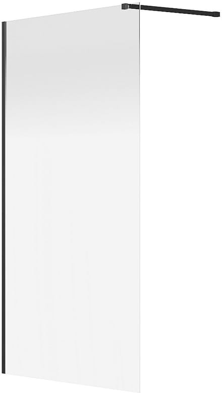 Vente-unique Gebogen Italiaanse douchewand mist - 120 x 200 cm - Mat zwart - POMARO