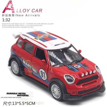1:32 Legering Mini Cooper Gespoten Rallyauto Gemodificeerd Versie Model Pull Back Deur Openende Auto Model Kinderspeelgoed Cadeau