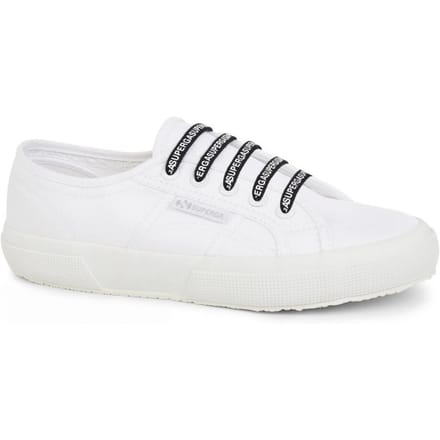 Superga Katoenen schoenveters met logo (Wit/zwart)