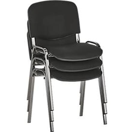 Bezoekerstoel ISO BASIC – stapelbaar - zilverkleurig aluminium onderstel - zwart