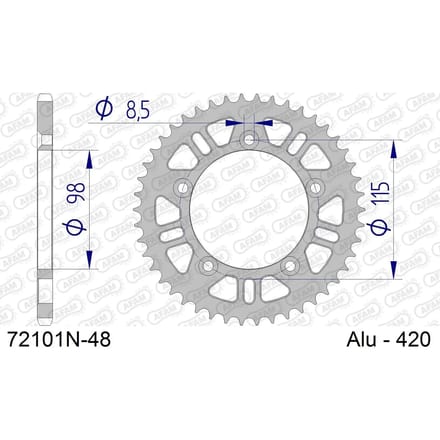 Aluminium tandwiel achter Afam 420 48 dents
