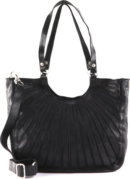 CAMPOMAGGI Leren Shopper Schoudertas Shopping Bag Nero Zwart