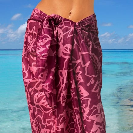 Happy Pareo Passilfora Prune - sarong omslagdoek - roze gebloemd