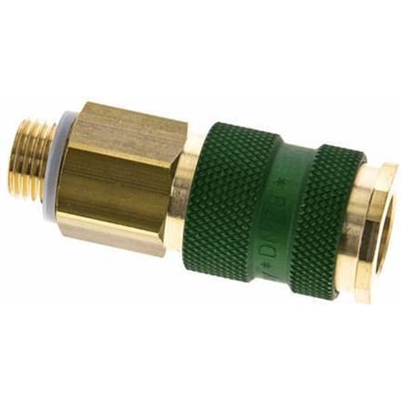 Messing DN 7.2 (Euro) Groen-Coded Luchtkoppeling Snelkoppeling G 1/4 inch Buitendraad - CLS7-M-B-GRE-P-CD-014