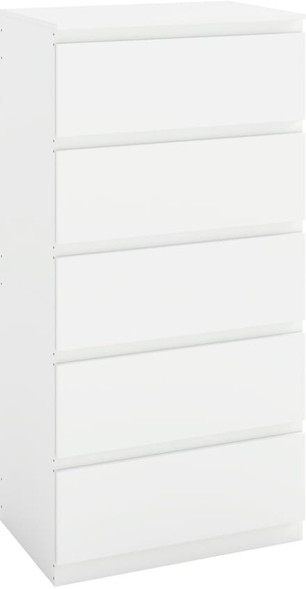 Dailygoods- Commode Wit 60x40x120 cm - 5 Laden - Slaapkamer/Sideboard - Halcommode - Bijzetkast - Opbergpartner voor Thuis - Dressoir