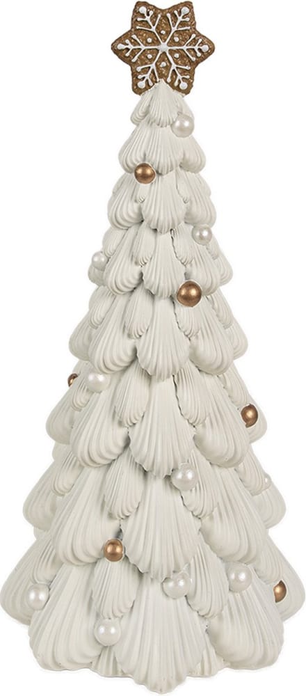 Clayre & Eef Decoratie Beeld Kerstboom Ø 15x31 cm Wit Kunststof