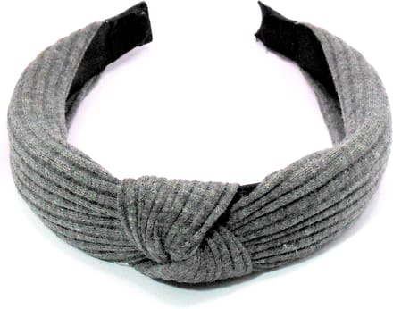 Diadeem zachte stof met knoop grijs breed
