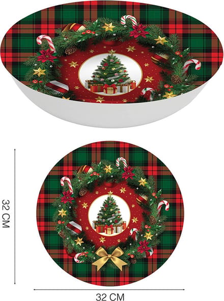 Fiestas Guirca - Kerst schaal kerstboom - 32 x 6 cm - 1 stuks