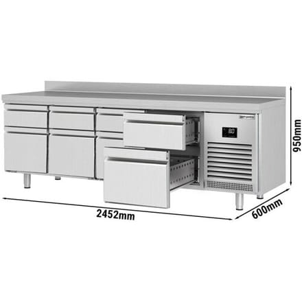 GGM Gastro Kühltisch Premium PLUS - 2452x600mm - 8 Schubladen - Aufkantung