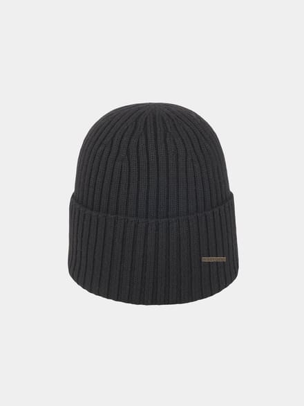 Hatland - Beanie voor heren - Valo Merino - Zwart - maat Onesize