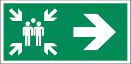 Verzamelplaats sticker met pijl rechts 400 x 200 mm