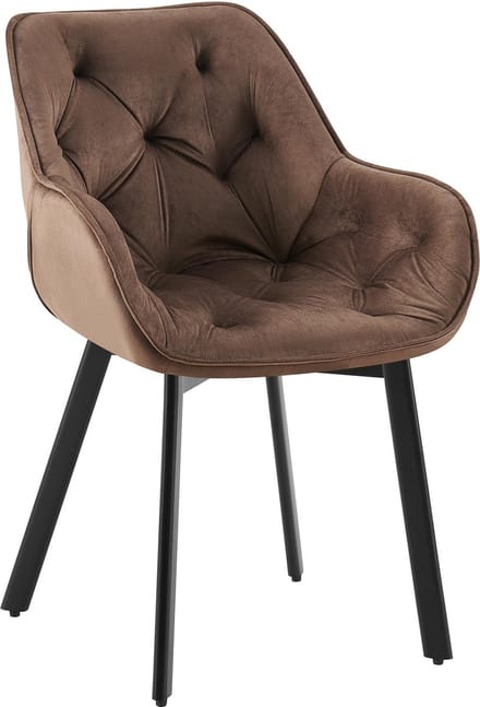 CLP Antigo Eetkamerstoel - Met armleuning - Metalen frame - Velvet - Fluweel/bruin