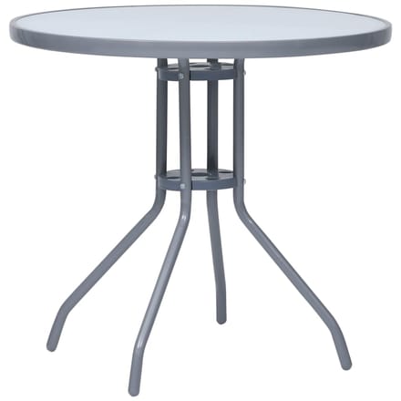 vidaXL - Tuintafel - 80 - cm - staal - en - glas - lichtgrijs