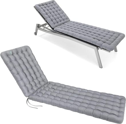 Ligbed Kussen - Zonnebed Kussen - Buiten Ontspannen - Extra Dik 8cm - 200 x 60 cm - Lichtgrijs