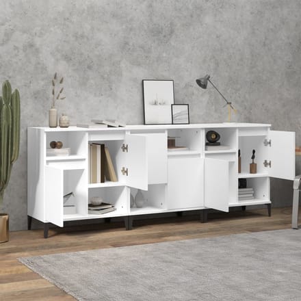 vidaXL - Dressoirs - 3 - st - 60x35x70 - cm - bewerkt - hout - wit