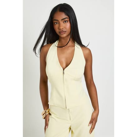 boohoo Dames Halternek Gilet Op Maat | Citroen | Maat: 40