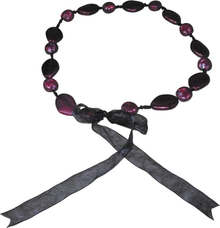 Ketting zwart-bordeaux rood met strik