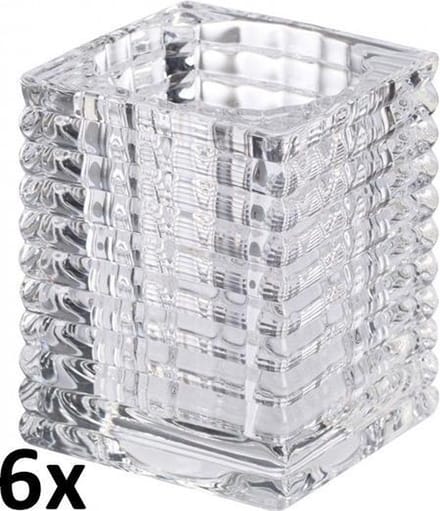 6x Bolsius Waxinlichthouder / ClearCups houder - Ribbed 76/58 mm