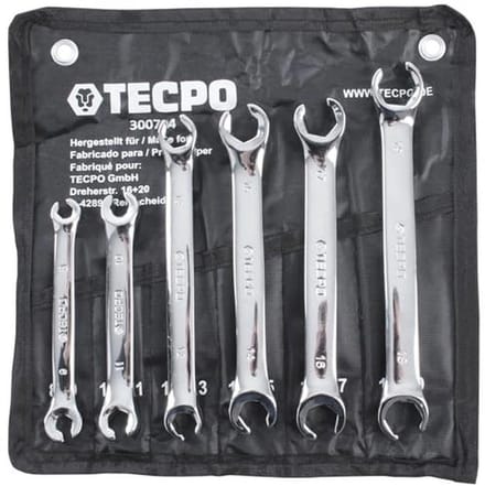 6-delige open ringsleutel set 8-19 mm - chroom-vanadium gereedschap