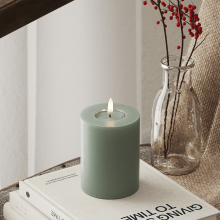 Deluxe Homeart - Led Kaars Salie Groen 7,5 x 10,0cm