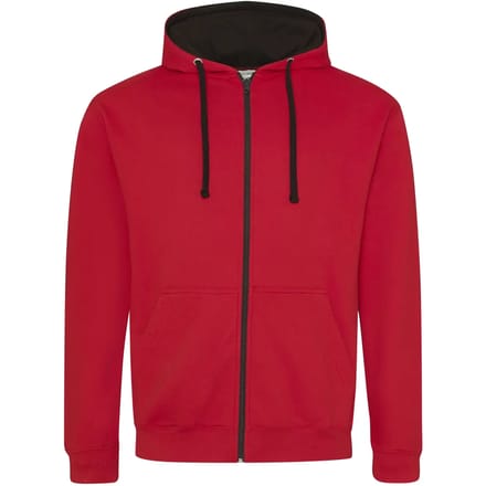 Gecontrasteerde hoodie met rits Just Hoods Varsity