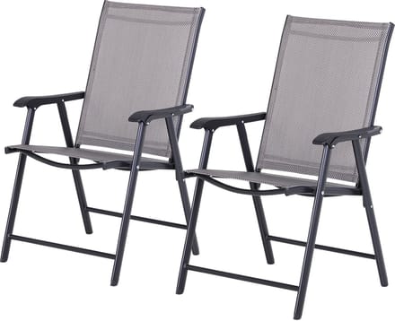 Outsunny Tuineetstoelenset Metaal, Texteline 58B x 64D x 94H cm Grijs