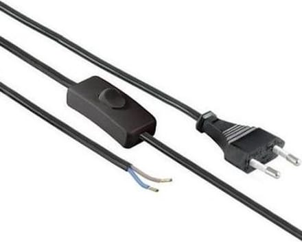 Aansluitsnoer met Schakelaar - 2m - 2x0.75mm - Zwart