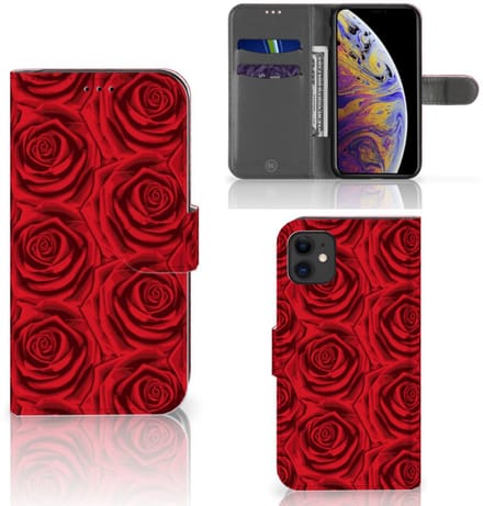 Book Case voor Apple iPhone 11 Hoesje Red Roses