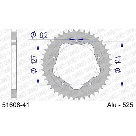 Aluminium tandwiel achter Afam 525 41 dents
