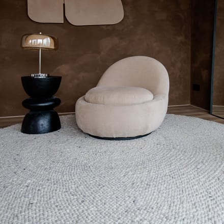 Rond Wollen Vloerkleed Palermo Beige/Grijs Eva Interior - Rond 240 Ø - (XL)