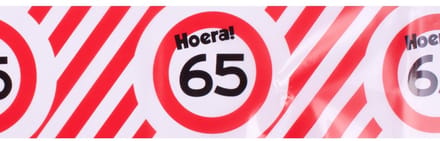 Afzetlint | rood en wit | lengte 10 meter | verjaardag 65 jaar