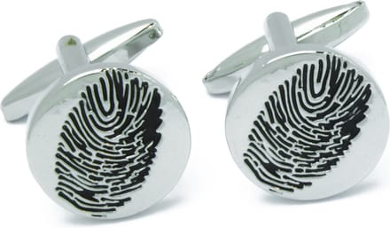 Manchetknopen - Vingerafdruk Zilver met Zwart