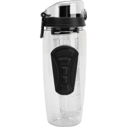 Fruit Infuser Waterfles Antislip Grip Klapdeksel Geïnfuseerd Waterflessen voor Vrouwen Mannen L zwart