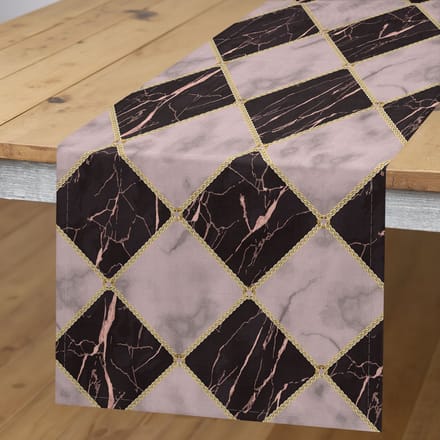 ABAKUHAUS Geometrische Tafelloper – Pastelmarmerprint – 40 × 180 cm